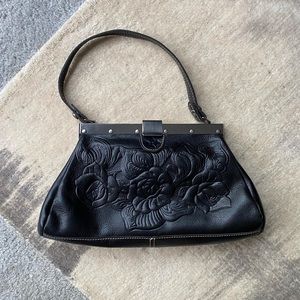 Patricia Nash embossed black leather handbag